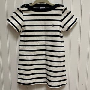 Petit Bateau Nautical Striped Dress Knit Navy